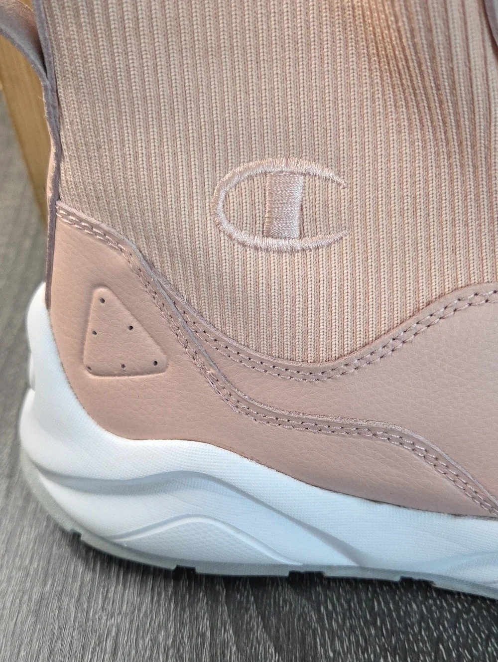 Champion Rally LTW  Women's Light Nude Pink Slip-On Sock Sneaker White Sole 9W